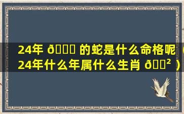 24年 🐝 的蛇是什么命格呢（24年什么年属什么生肖 🌲 ）